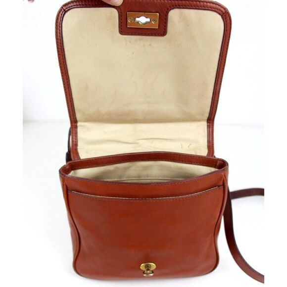 FOSSIL BROWN GENUINE LEATHER FLAP X-BODY MESSENGER SHOULDER BAG HANDBAG PURSE - Picture 7 of 14